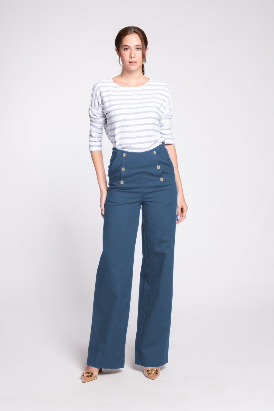 CLIVE Sailor High Waist Trousers (Blue)