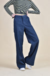 IRVINE High Waist Wide Leg Trousers (Denim Blue)