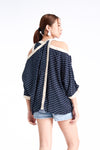 NYX Cold Shoulder Top (Navy Polka and Cream)