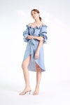 ALLOUEZ Off-Shoulder Dress (Dusty blue)