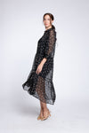 AQUITANE Tiered Dress (BLACK POLKA)