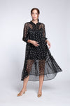 AQUITANE Tiered Dress (BLACK POLKA)