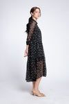 AQUITANE Tiered Dress (BLACK POLKA)