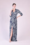 BRADELL Maxi Wrap Dress (Printed Navy)