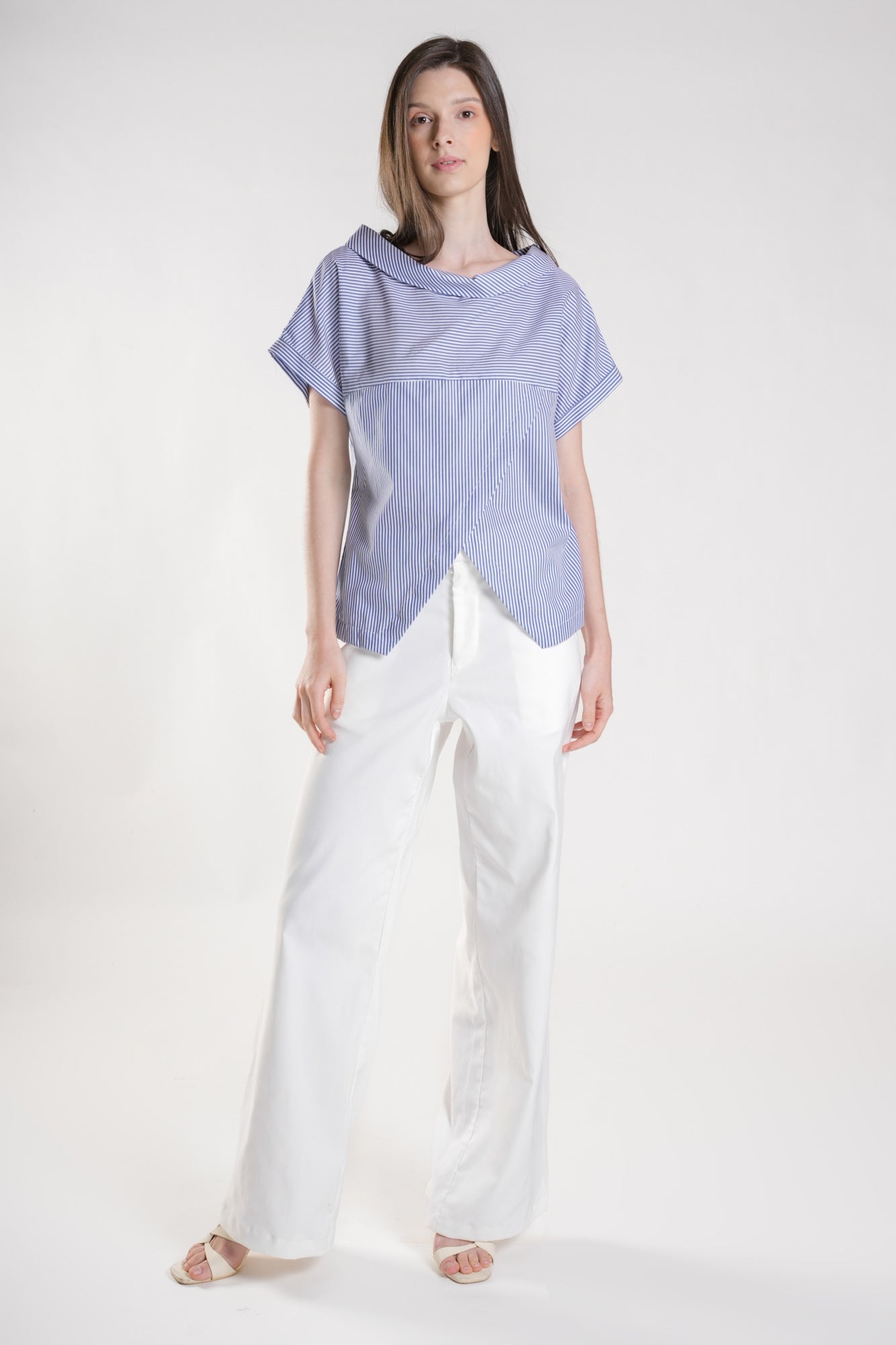 DENOYEZ Reversible Top (Blue Pinstripe)