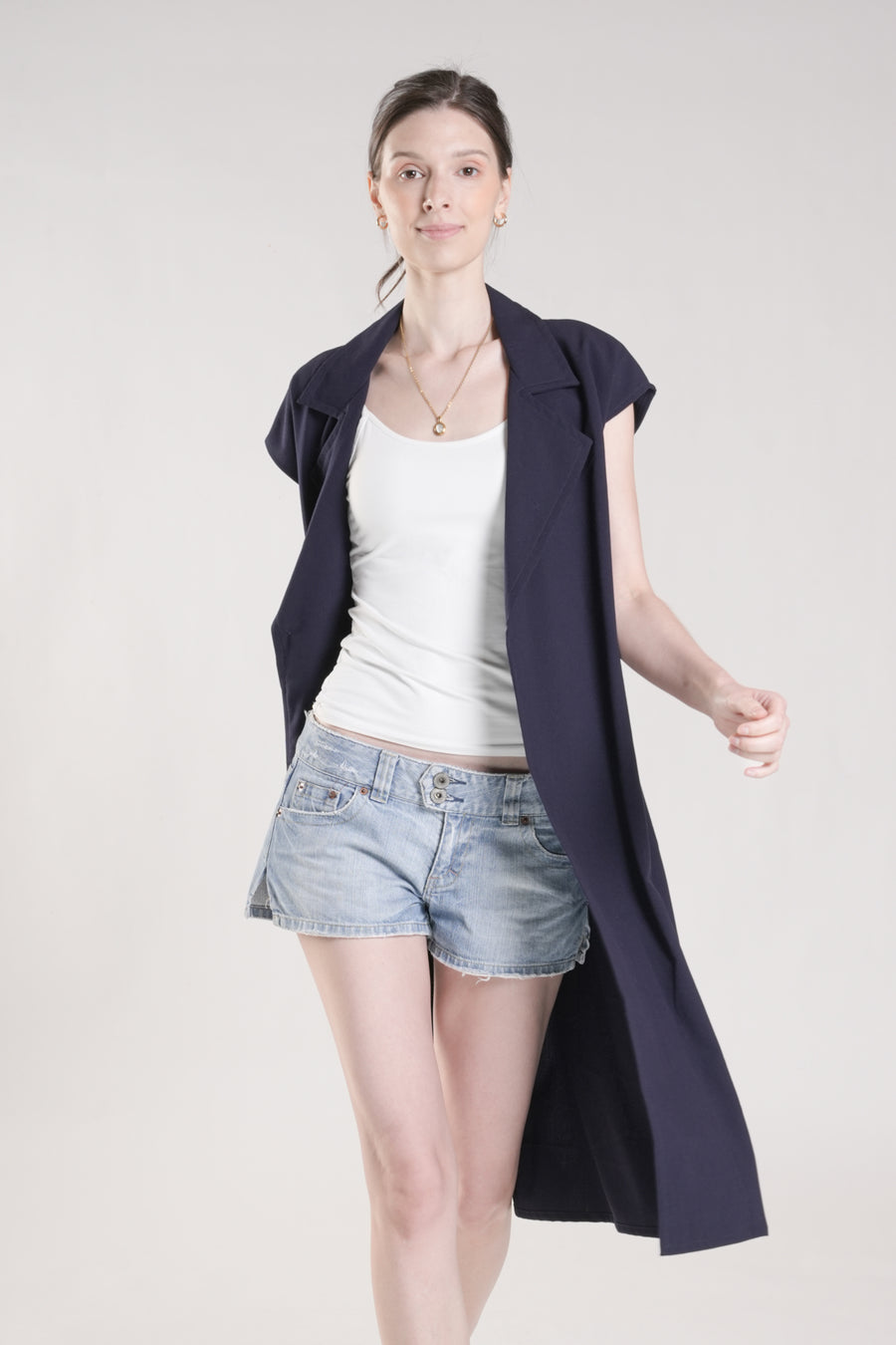 VALOIS Long Vest (Navy)