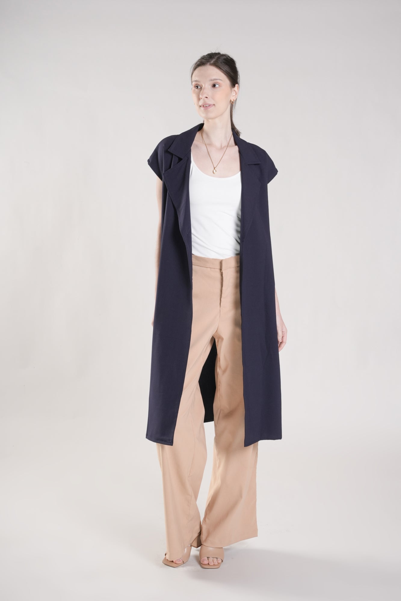 VALOIS Long Vest (Navy)