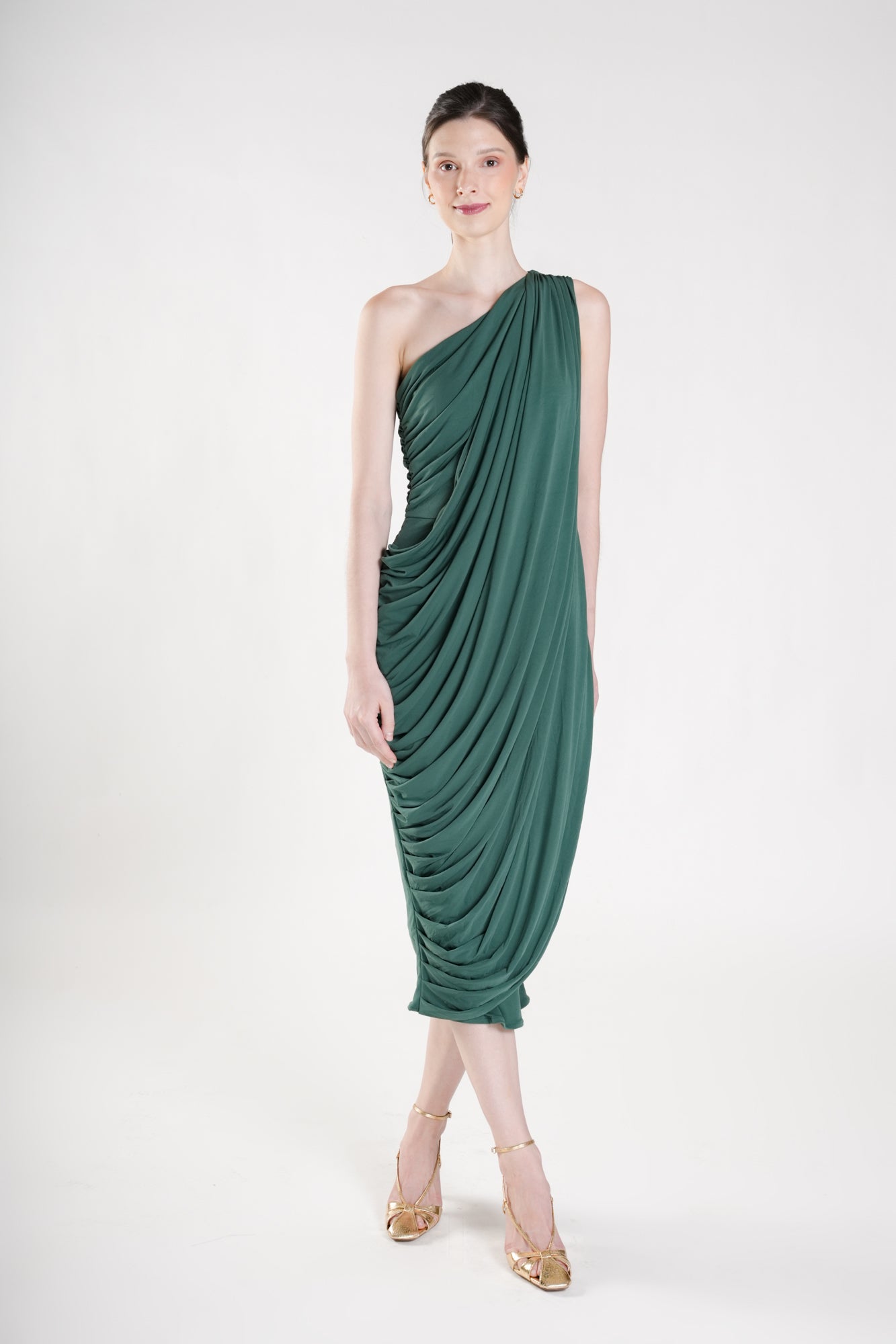 ROSIERS Asymmetrical Draped Midi Dress