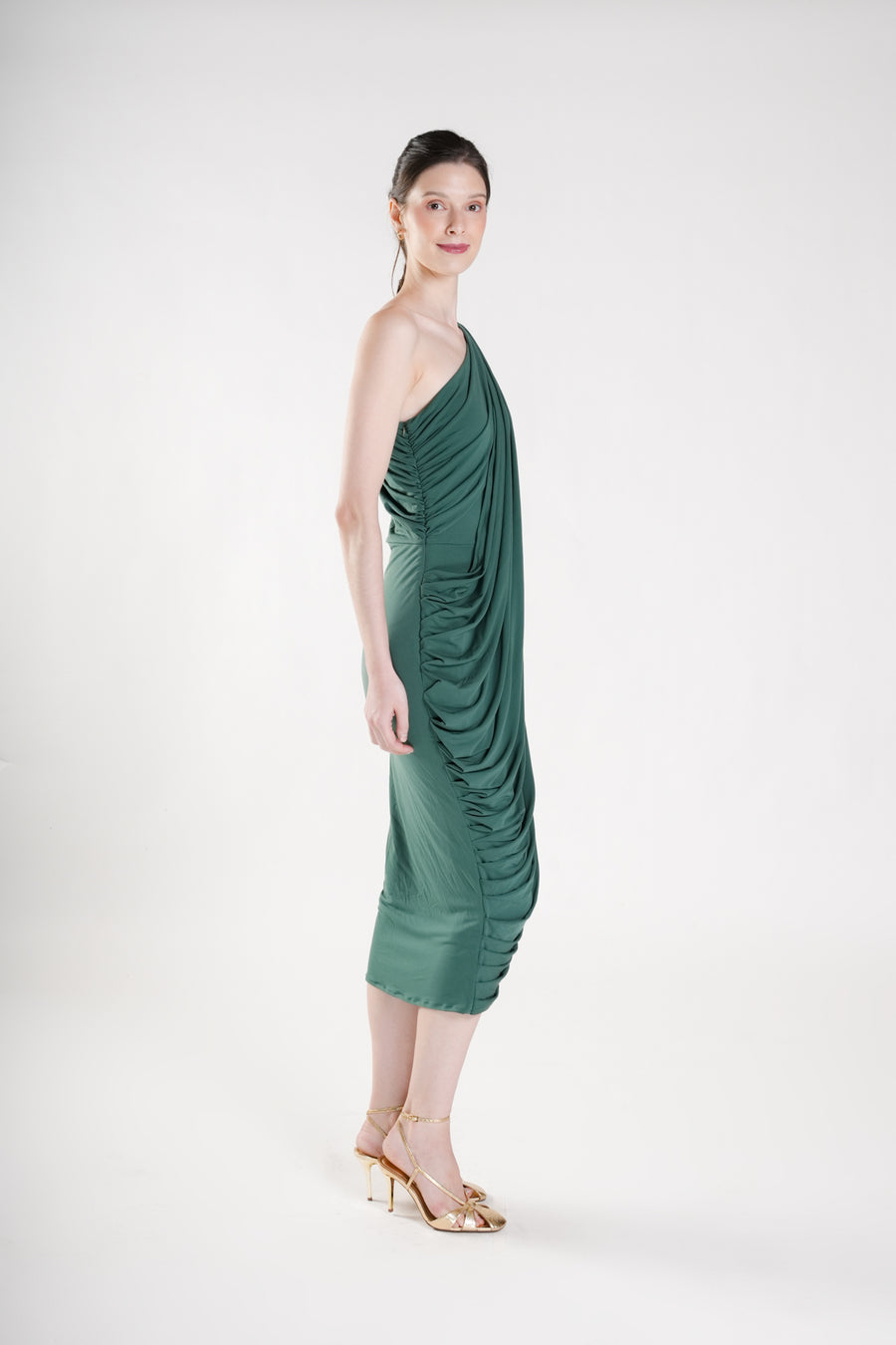 ROSIERS Asymmetrical Draped Midi Dress
