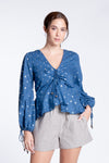 TULLY Drawstring Top (BLUE AND SILVER)