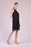 CAMILLE Scallop Hem Dress (Black)