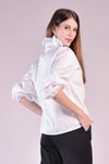 MARA Ruffle Neck and Placket Top (White)