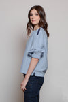 LAGEN Cotton Tape Detail Top (Light Chambray)