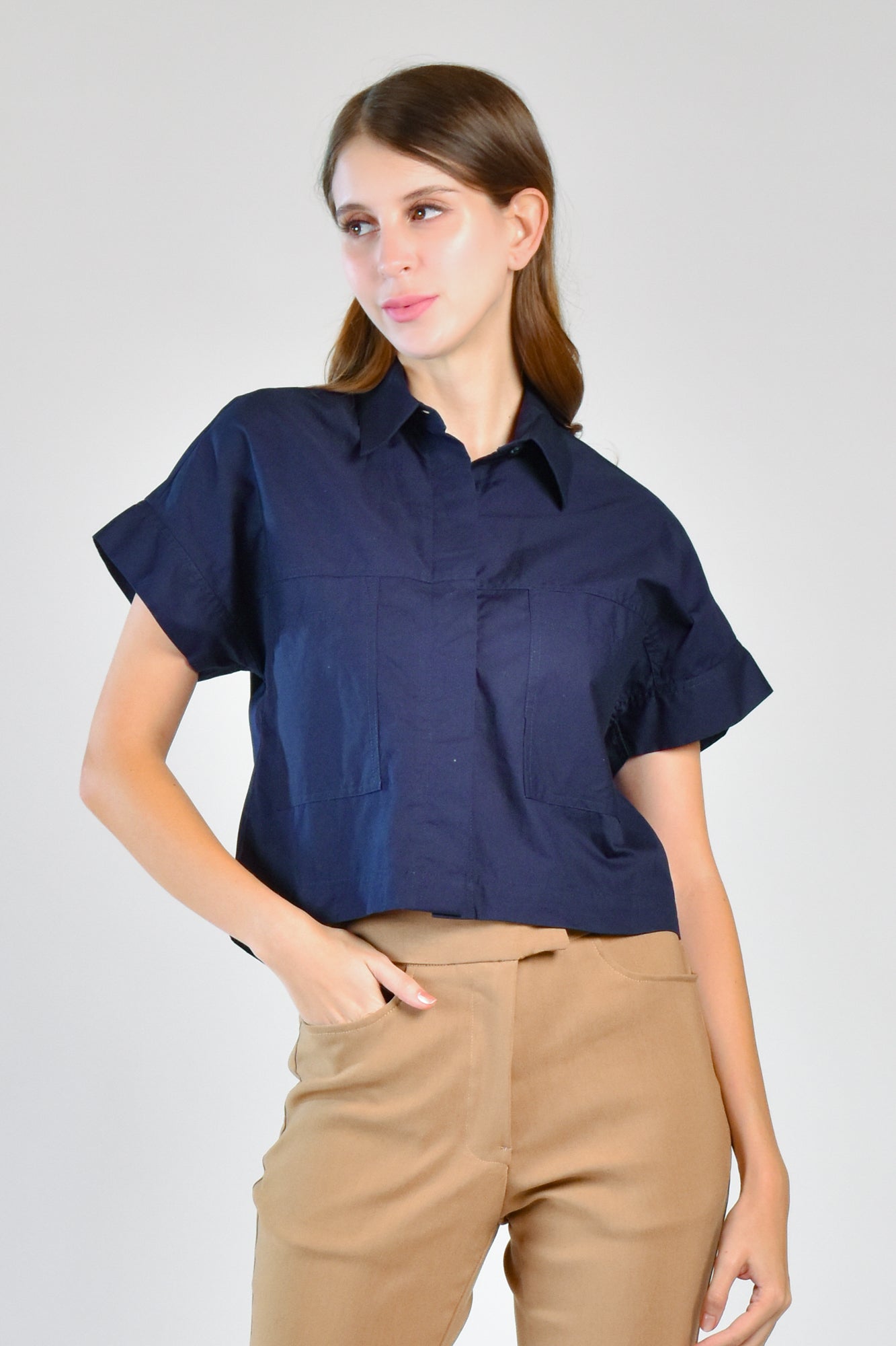 EMILION Two-Pocket Top (Navy)
