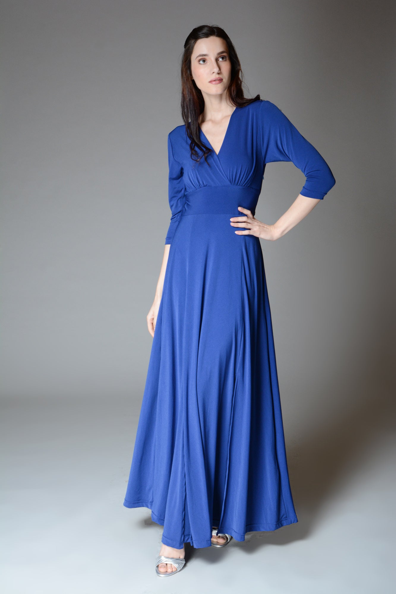 VERBENA V Neck Gown with Slits