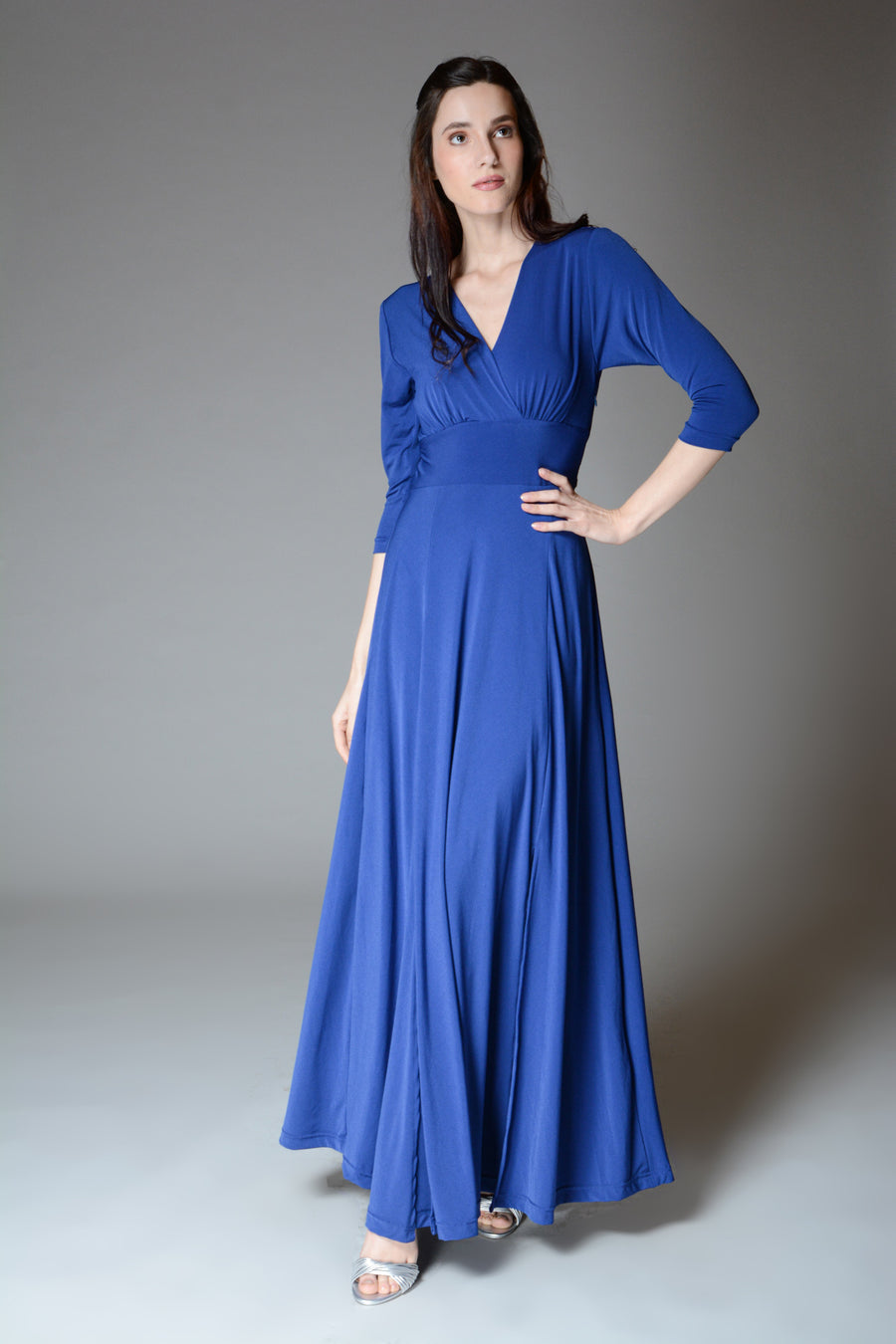 VERBENA V Neck Gown with Slits