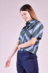 HAWTHORNE Button Down Top (Blue and Green Stripes)