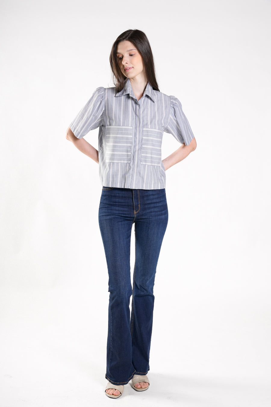 HAWTHORNE Button Down Top (Gray)