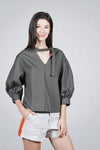 LAUDER Buckle Neck Detail Top