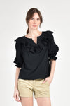 DEFOE Peasant Top (BLACK)