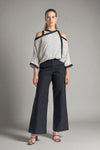 NYX Cold Shoulder Top (Black and White Polka)