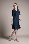 BRADFORD Butterfly Sleeve Dress (NAVY LINEN)