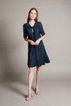 BRADFORD Butterfly Sleeve Dress (NAVY LINEN)