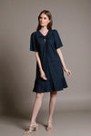 BRADFORD Butterfly Sleeve Dress (NAVY LINEN)
