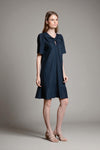 BRADFORD Butterfly Sleeve Dress (NAVY LINEN)