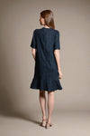 BRADFORD Butterfly Sleeve Dress (NAVY LINEN)