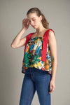 TARANEE Top with Draped Straps (Brown Printed)