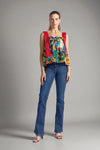 TARANEE Top with Draped Straps (Brown Printed)