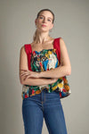 TARANEE Top with Draped Straps (Brown Printed)