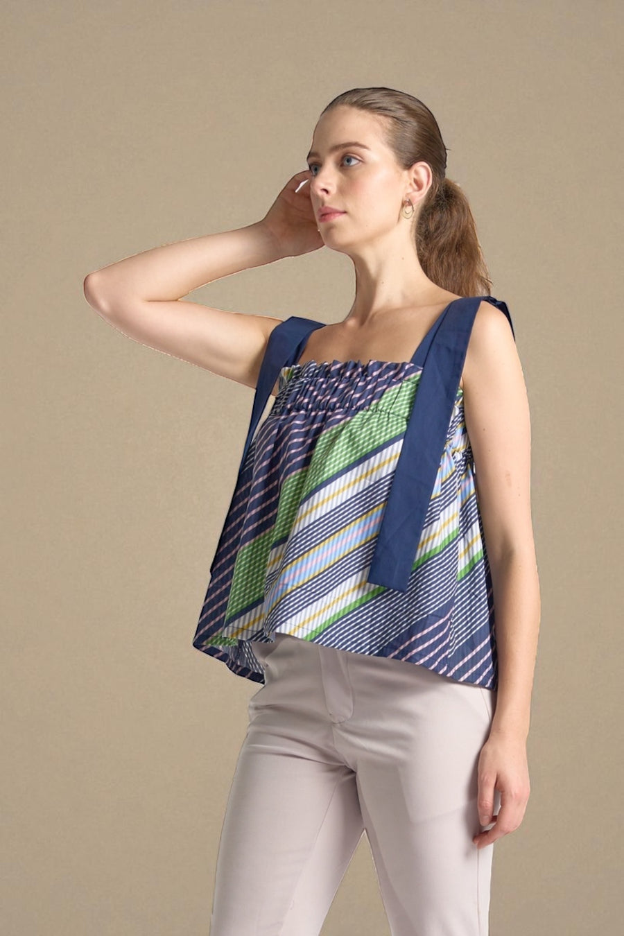 TARANEE Top with Draped Straps (Black Printed)