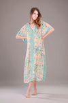 KELLY Kaftan Maxi Dress (Pink and Seafoam)