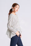 INGRID Curved Hem Top (White Polka)