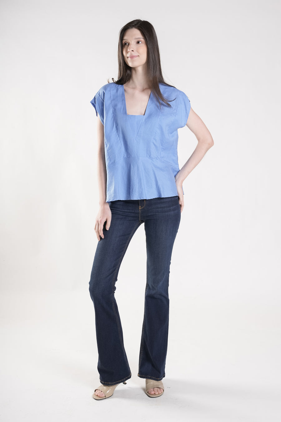 IRIS Flared Hem Top (Blue)