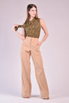 IRVINE High Waist Wide Leg Trousers (CAMEL)