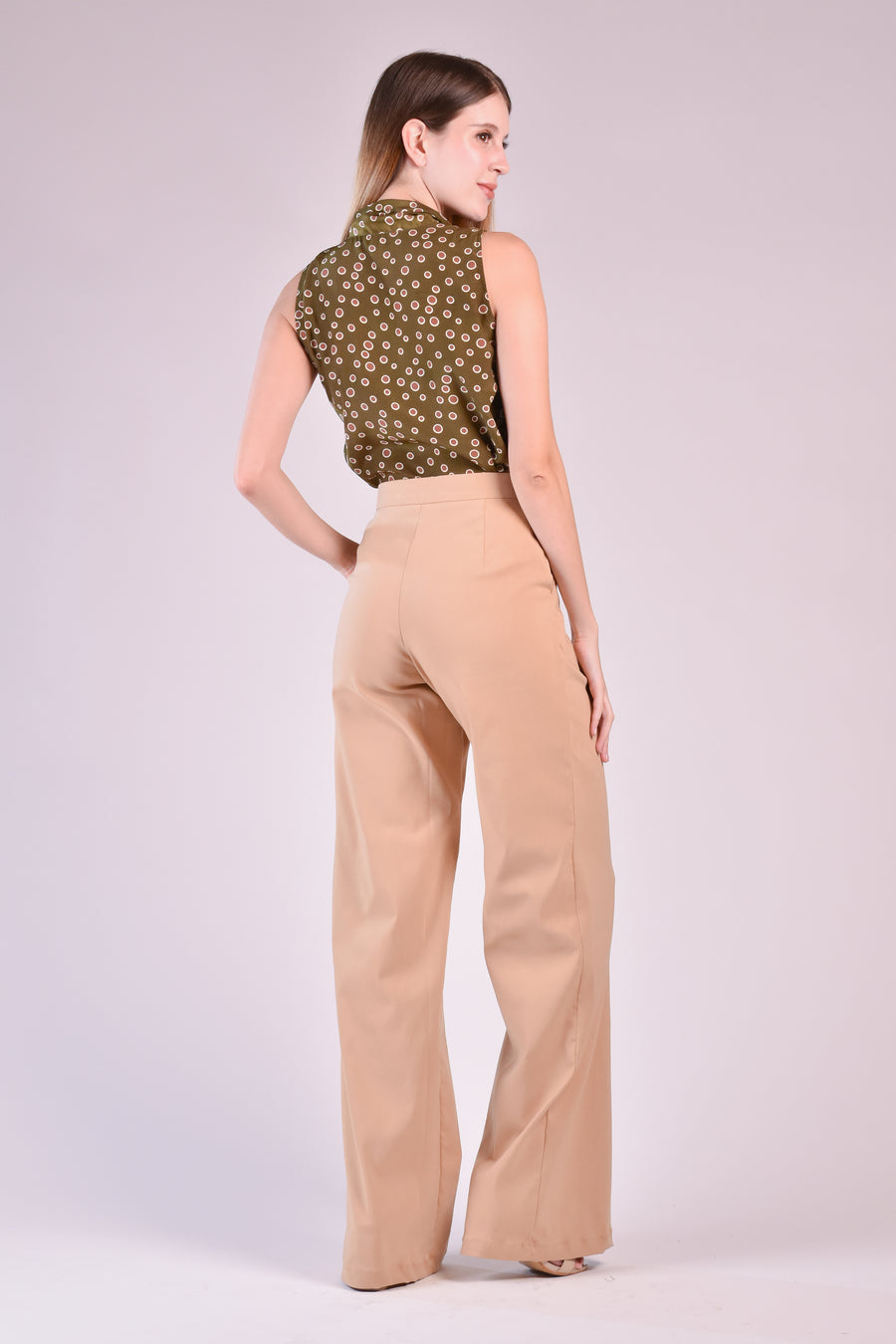 IRVINE High Waist Wide Leg Trousers (CAMEL)