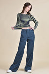 IRVINE High Waist Wide Leg Trousers (BLUE)