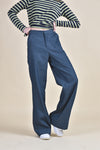 IRVINE High Waist Wide Leg Trousers (BLUE)
