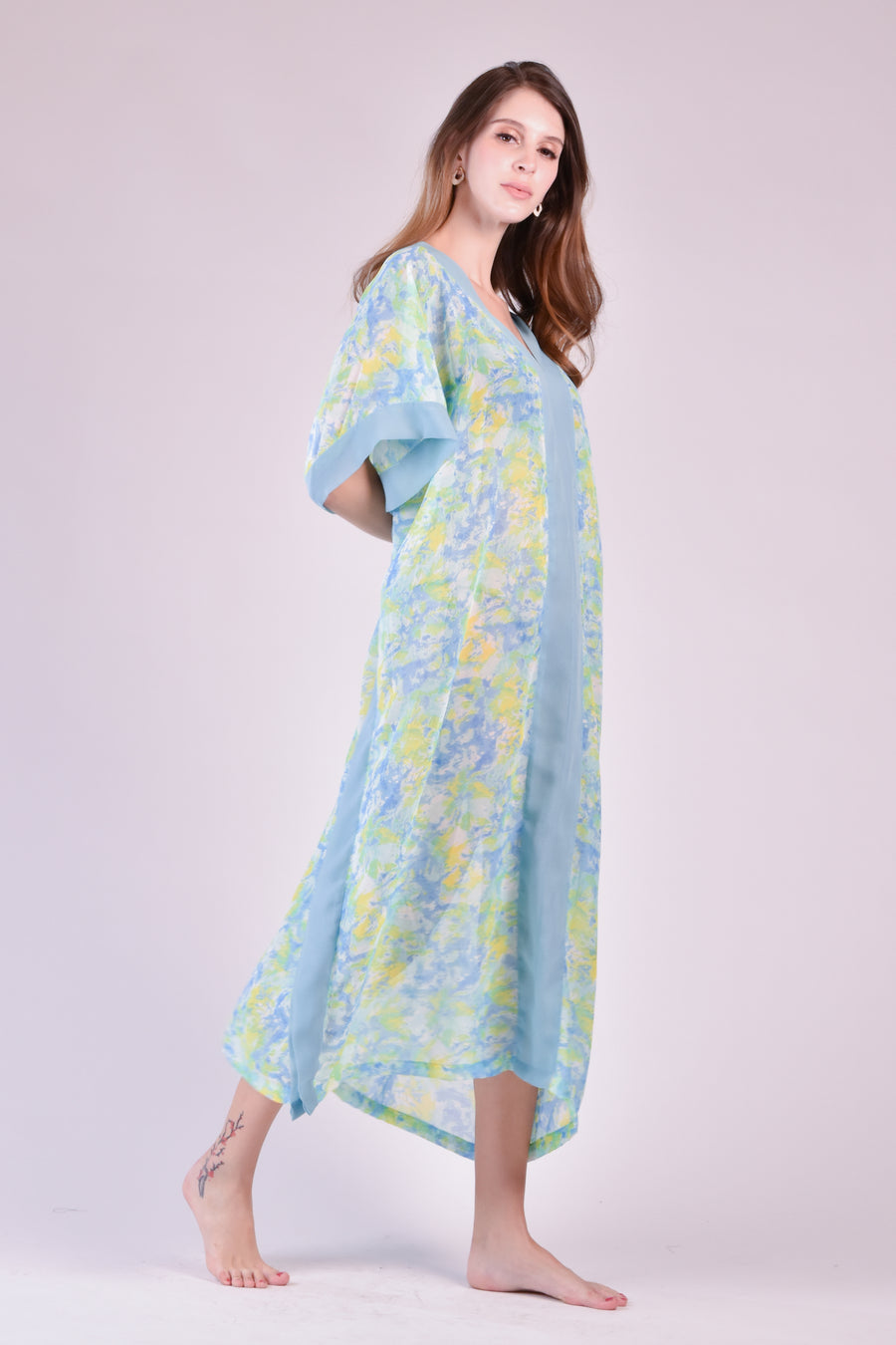 KELLY Kaftan Maxi Dress (Light Teal and Seafoam)