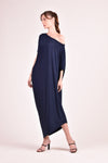 LEVEAU Asymmetrical Maxi Dress (NAVY)