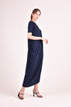 LEVEAU Asymmetrical Maxi Dress (NAVY)