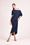 LEVEAU Asymmetrical Maxi Dress (NAVY)