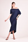 LEVEAU Asymmetrical Maxi Dress (NAVY)