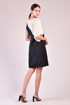 LORENA Colorblocked Asymmetrical Dress (Black and Cream)