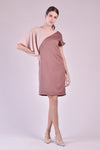 LORENA Colorblocked Asymmetrical Dress (Mauve and Blush)