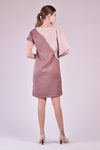 LORENA Colorblocked Asymmetrical Dress (Mauve and Blush)