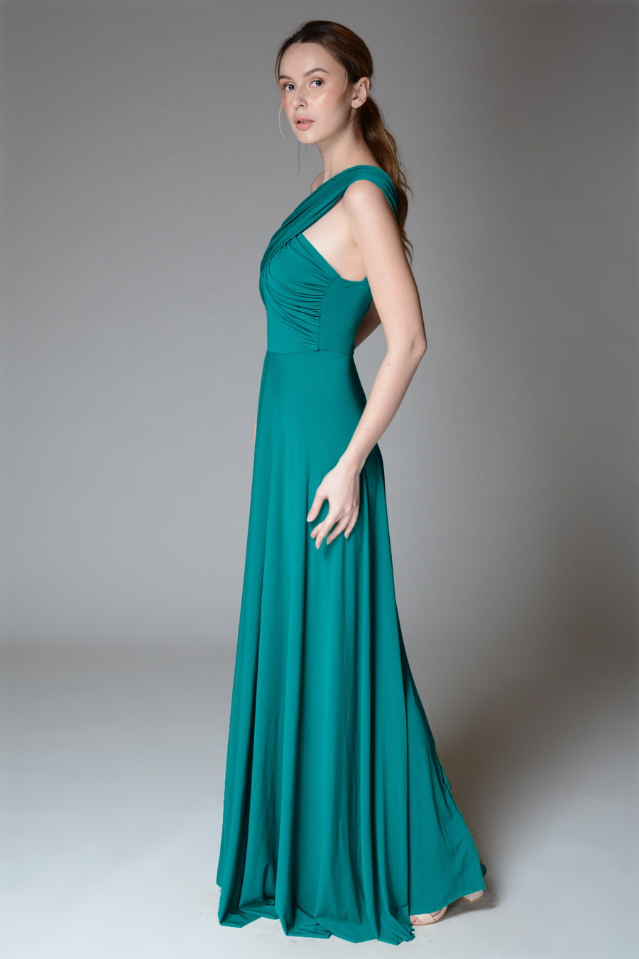 MARGOT Draped Strap Gown (Teal Green)